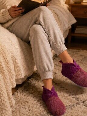 Bombas Jacquard Gripper Slipper Knit Cozy Anthropologie Women's Size M (9-11.5)